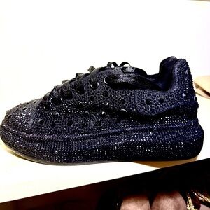 Black Rhinestone Sneakers